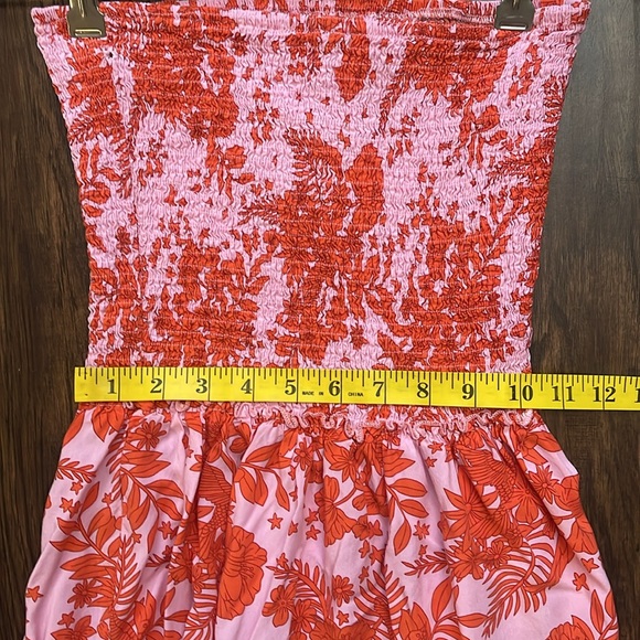 Anthropologie Abel the Label Bondi Smocked Strapless Maxi Dress pink orange M - Picture 9 of 14